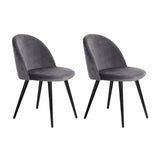 Chairs set x 2 Velvet Modern Dining Chairs  Set of two Velvet  - Dark Grey