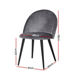 Chairs set x 2 Velvet Modern Dining Chairs  Set of two Velvet  - Dark Grey
