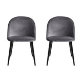 Chairs set x 2 Velvet Modern Dining Chairs  Set of two Velvet  - Dark Grey