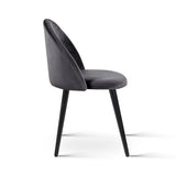 Chairs set x 2 Velvet Modern Dining Chairs  Set of two Velvet  - Dark Grey