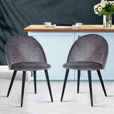 Chairs set x 2 Velvet Modern Dining Chairs  Set of two Velvet  - Dark Grey