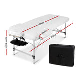 Massage table Portable Aluminium Table Two Fold Treatment Beauty Therapy  Wide 70cm Black