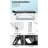 Portable Massage Table 2 Fold Aluminium Massage Table - Black