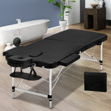 Portable Massage Table 2 Fold Aluminium Massage Table - Black