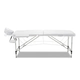 Massage Table 75cm wide Portable Aluminium Two Fold  Beauty Table Therapy massage White