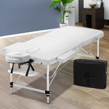 Massage Table 75cm wide Portable Aluminium Two Fold  Beauty Table Therapy massage White