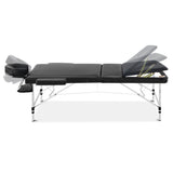 Portable Massage Table 3 Fold Aluminium  - Black