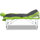 Portable Massage Table 3 Fold Aluminium Massage Table - Green & Black