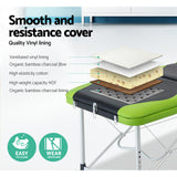 Portable Massage Table 3 Fold Aluminium Massage Table - Green & Black