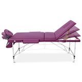Portable Massage Table 3 Fold Aluminium Massage Table Massage Bed Beauty Therapy Purple 75cm