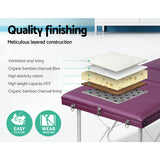 Portable Massage Table 3 Fold Aluminium Massage Table Massage Bed Beauty Therapy Purple 75cm