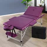 Portable Massage Table 3 Fold Aluminium Massage Table Massage Bed Beauty Therapy Purple 75cm