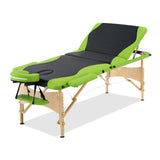 Portable Massage Table 3 Fold Wood Massage Table - Black & Lime