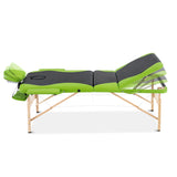 Portable Massage Table 3 Fold Wood Massage Table - Black & Lime