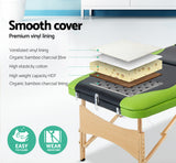 Portable Massage Table 3 Fold Wood Massage Table - Black & Lime