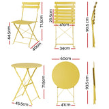 Table set with chairs foldable In or outdoors use Yellow