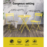 Table set with chairs foldable In or outdoors use Yellow
