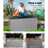 Storage Box Storage 109cm Container Garden Toy Indoor Tool Chest Sheds 270L Dark Grey