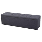 Storage Ottoman Grey Big Ottoman  140cm x 40cm x 40cm Store Box Linen Foot Stool Rest Chest Couch Grey