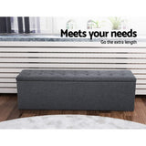 Storage Ottoman Grey Big Ottoman  140cm x 40cm x 40cm Store Box Linen Foot Stool Rest Chest Couch Grey