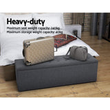 Storage Ottoman Grey Big Ottoman  140cm x 40cm x 40cm Store Box Linen Foot Stool Rest Chest Couch Grey