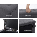 Storage Ottoman Grey Big Ottoman  140cm x 40cm x 40cm Store Box Linen Foot Stool Rest Chest Couch Grey