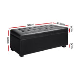 Storage  97 x 41.5 x 37cm Faux Leather Ottoman - Black