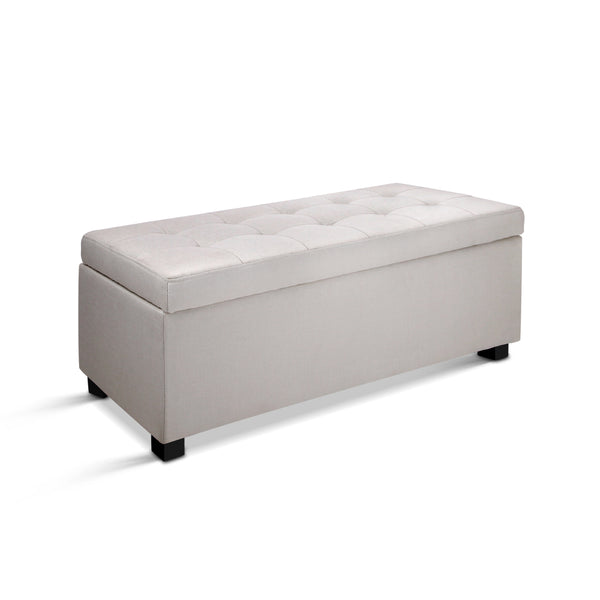 Storage Ottoman Large Fabric Seat 97 x 41.5 x 37cm - Beige