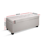 Storage Ottoman Large Fabric Seat 97 x 41.5 x 37cm - Beige