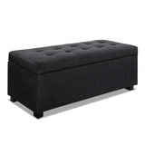 Storage Big 97 x 41.5 x 37cm faux linen Ottoman - Charcoal