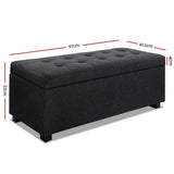 Storage Big 97 x 41.5 x 37cm faux linen Ottoman - Charcoal