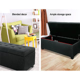 Storage Big 97 x 41.5 x 37cm faux linen Ottoman - Charcoal