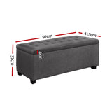 Storage Ottoman Large Fabric  97 x 41.5 x 37cm - Grey