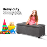 Storage Ottoman Large Fabric  97 x 41.5 x 37cm - Grey