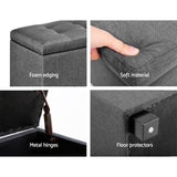 Storage Ottoman Large Fabric  97 x 41.5 x 37cm - Grey