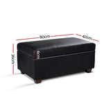 Storage Ottoman  Faux PU Leather - 80 x 42 x 36cm Black