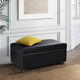 Storage Ottoman  Faux PU Leather - 80 x 42 x 36cm Black