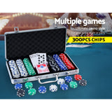 Poker Set Chips with 300 PC Poker chips Casino Gambling Dice Cards TEXAS HOLD'EM