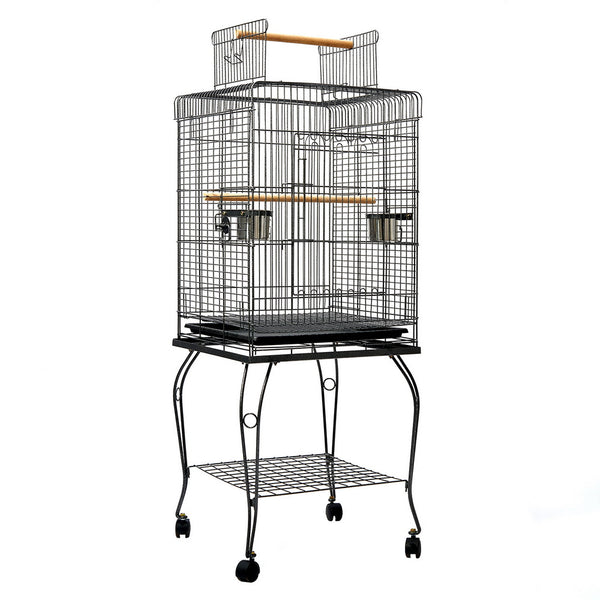 Cage Large Bird Cage on stand  with Perch - Black