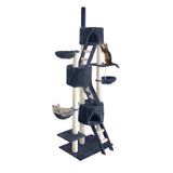 Pet 244 cm Tall Cat Kitten fun area Tree for playing,Scratching, climbing Post Tower Dark Grey scratcher