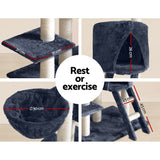 Pet 244 cm Tall Cat Kitten fun area Tree for playing,Scratching, climbing Post Tower Dark Grey scratcher