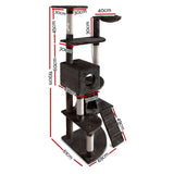 Pet 192 cm Tall Cat Kitten fun area Tree for playing Scratching, climbing Post Tower Dark Grey scratcher