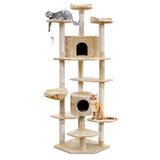 Pet 202 cm Tall Cat Kitten fun area Tree for playing Scratching, climbing Post Tower Beige scratcher