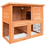 Cage 2 level with many access doors Rabbit Hutch Metal and Wood Pet Cage Guinea Pig Enclosure