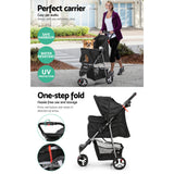 Pet Transport Pet Stroller Animal transport 3 Wheel Pet Stroller - Black Pram