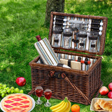 Picnic Basket  4 Person Picnic Basket Set Folding Outdoor Insulated Liquor bag