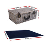 Picnic Basket 6-Person Picnic Basket Cooler Bag Wicker PU Fastening Straps Plates