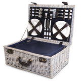 Picnic Basket 6-Person Picnic Basket Cooler Bag Wicker PU Fastening Straps Plates