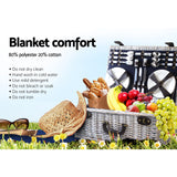 Picnic Basket 6-Person Picnic Basket Cooler Bag Wicker PU Fastening Straps Plates