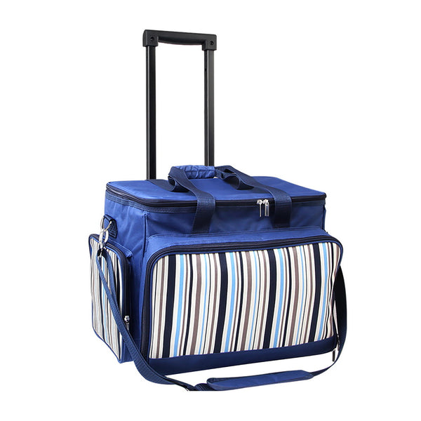 Picnic Portable Carrier 6 Person Picnic Bag Trolley Set - Blue